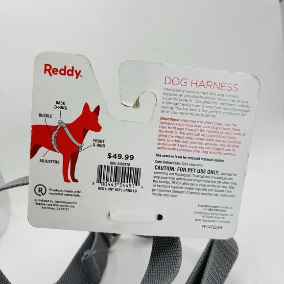 Reddy Reflective Strap Dog Harness Large Silver. New. Clean! - Picture 3 of 10